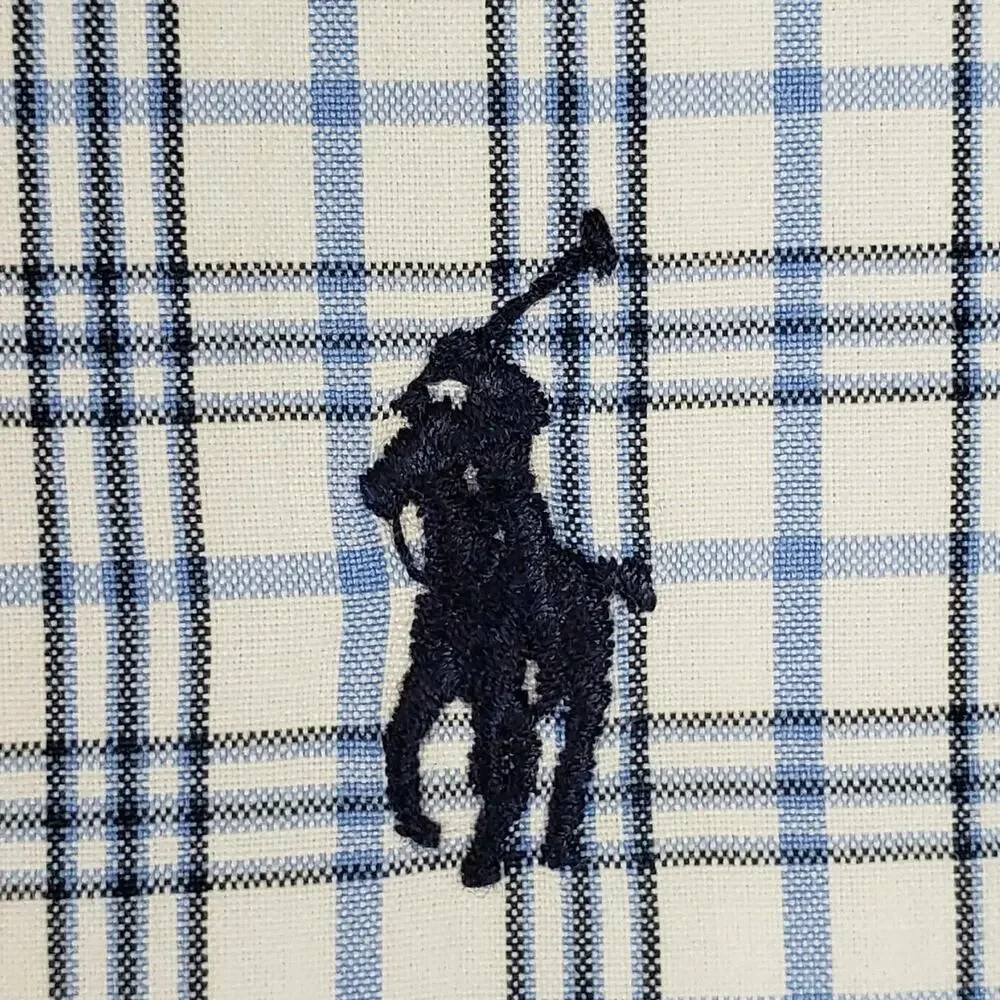 Polo Ralph Lauren Oxford Shirt Mens Size Large L Blue Plaid Button Down